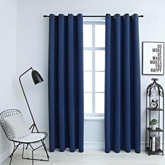 Gordijn verduisterend met metalen ringen 2 st 140x245 cm blauw is nu te koop bij PeponiXL, paradijselijk wonen!