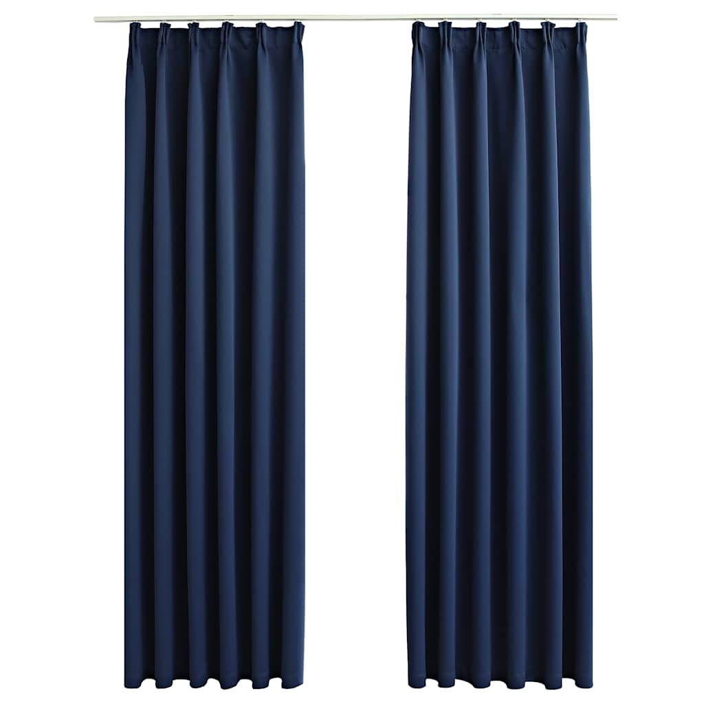 Gordijnen verduisterend met haken 2 st 140x175 cm blauw is nu te koop bij PeponiXL, paradijselijk wonen!