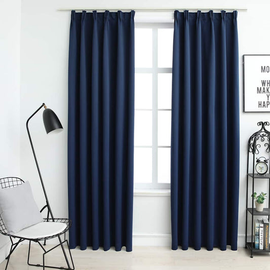 Gordijnen verduisterend met haken 2 st 140x175 cm blauw is nu te koop bij PeponiXL, paradijselijk wonen!