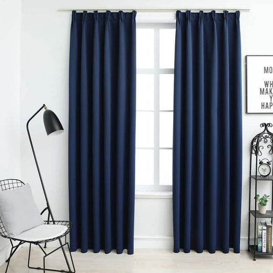 Gordijnen verduisterend met haken 2 st 140x225 cm blauw is nu te koop bij PeponiXL, paradijselijk wonen!
