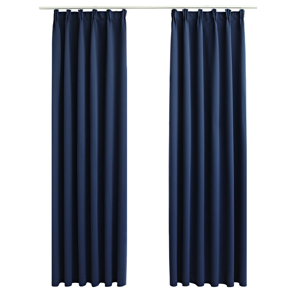 Gordijnen verduisterend met haken 2 st 140x245 cm blauw is nu te koop bij PeponiXL, paradijselijk wonen!