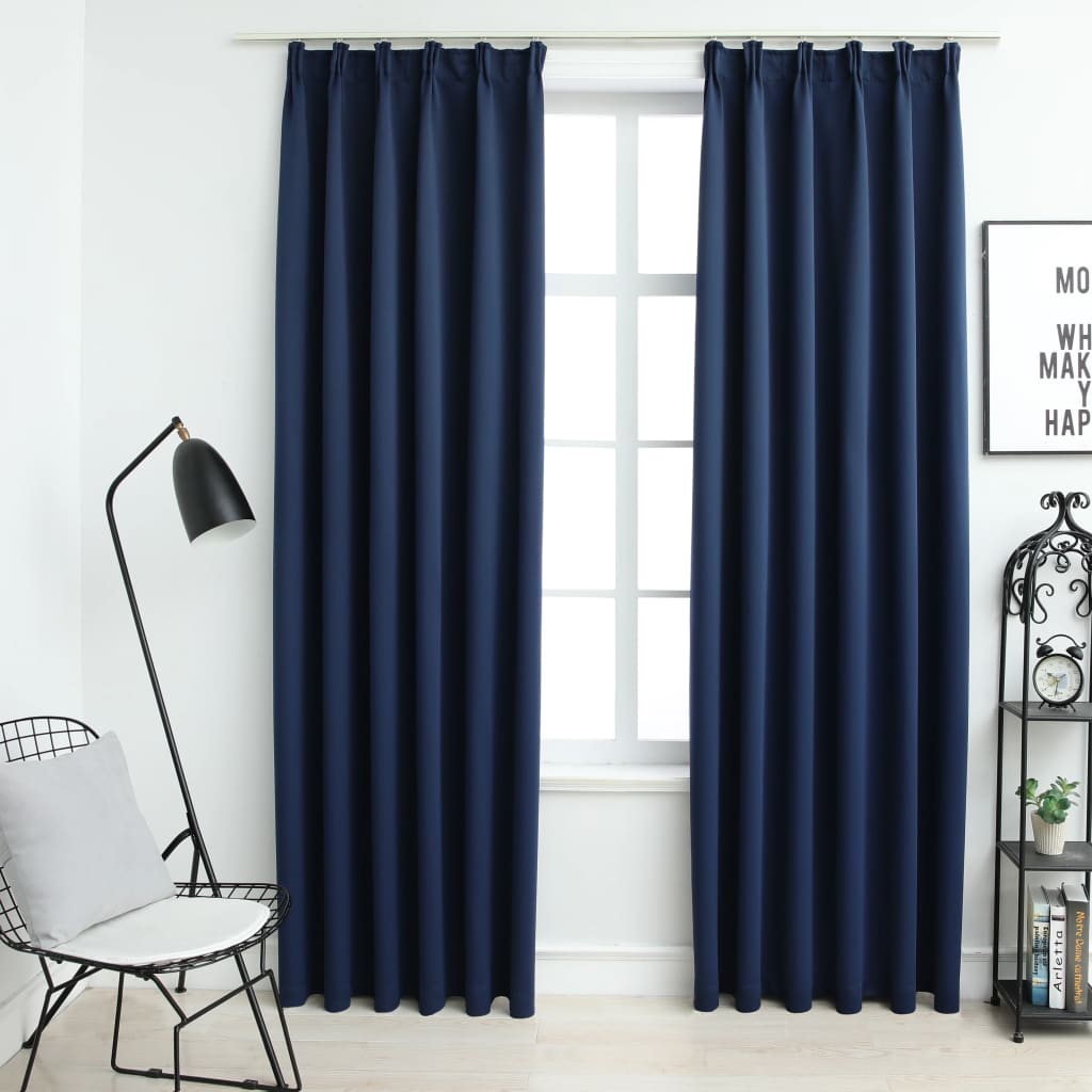 Gordijnen verduisterend met haken 2 st 140x245 cm blauw is nu te koop bij PeponiXL, paradijselijk wonen!