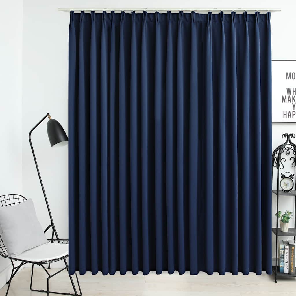 Gordijn verduisterend met haken 290x245 cm blauw is nu te koop bij PeponiXL, paradijselijk wonen!