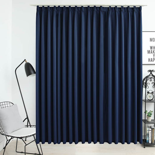 Gordijn verduisterend met haken 290x245 cm blauw is nu te koop bij PeponiXL, paradijselijk wonen!