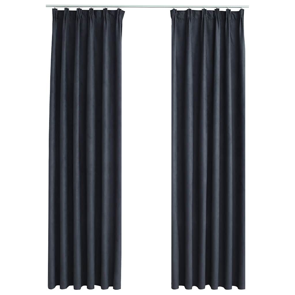 Gordijnen verduisterend met haken 2 st 140x225 cm antraciet is nu te koop bij PeponiXL, paradijselijk wonen!