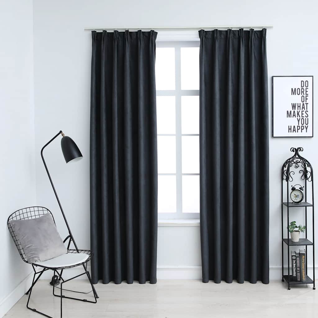 Gordijnen verduisterend met haken 2 st 140x225 cm antraciet is nu te koop bij PeponiXL, paradijselijk wonen!