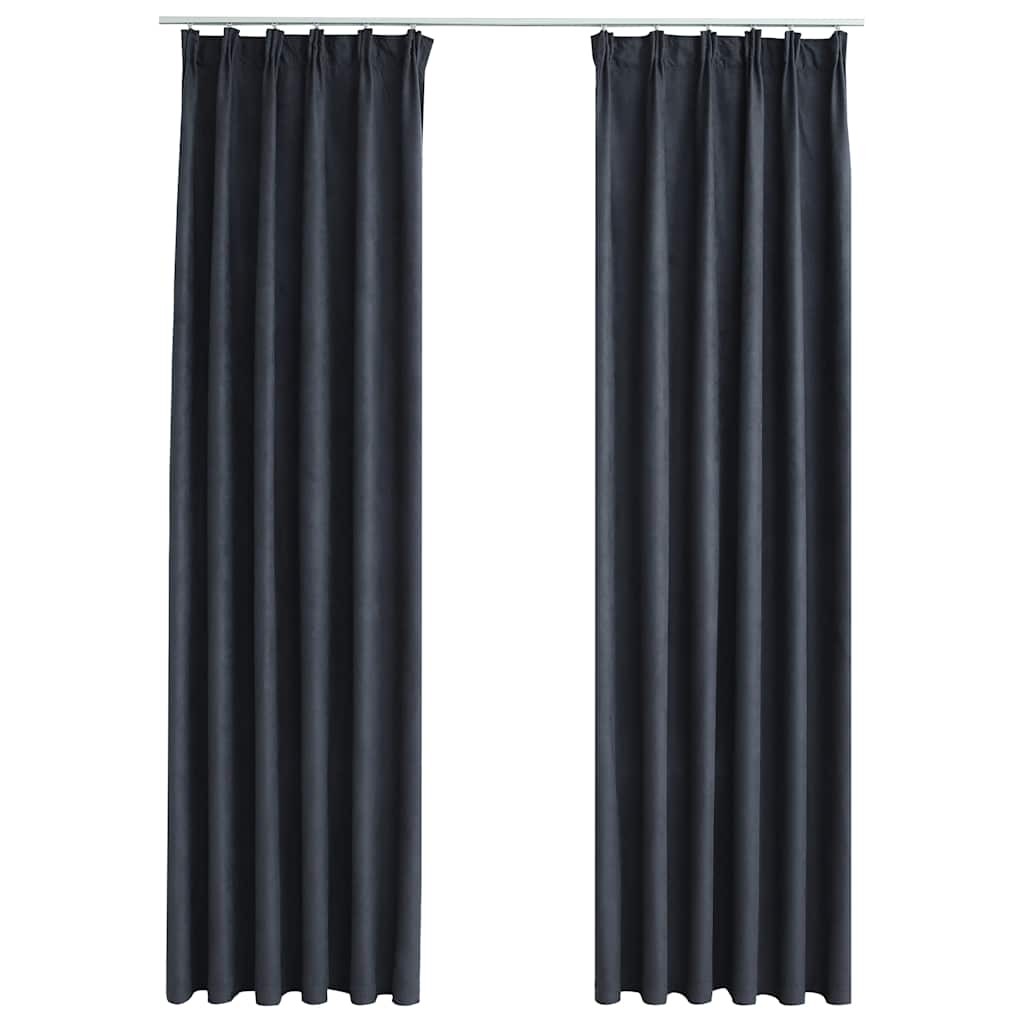 Gordijnen verduisterend met haken 2 st 140x245 cm antraciet is nu te koop bij PeponiXL, paradijselijk wonen!
