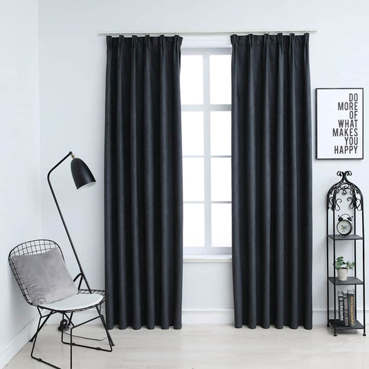 Gordijnen verduisterend met haken 2 st 140x245 cm antraciet is nu te koop bij PeponiXL, paradijselijk wonen!