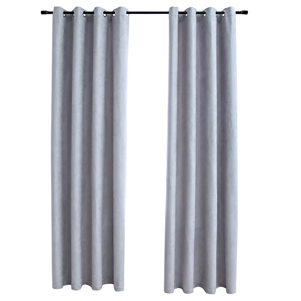 Gordijn verduisterend met metalen ringen 2 st 140x175 cm grijs is nu te koop bij PeponiXL, paradijselijk wonen!