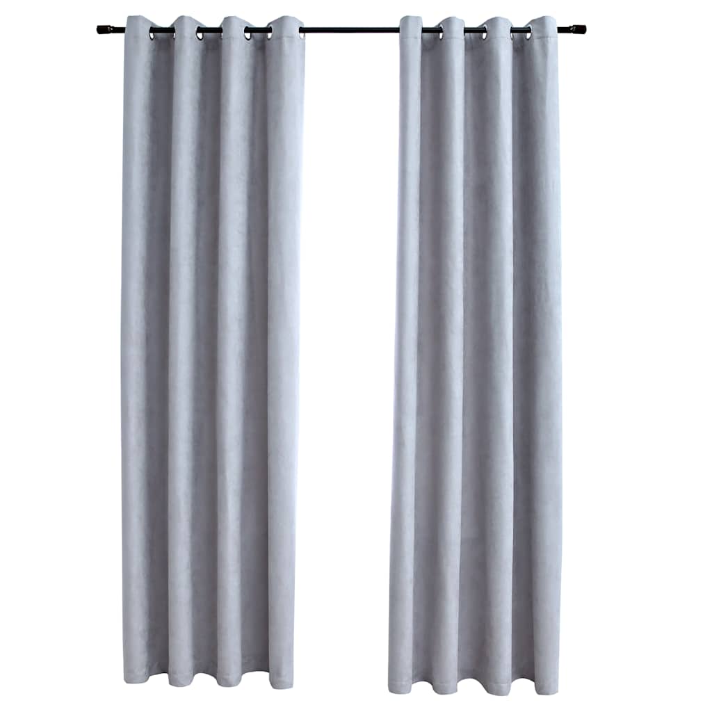 Gordijn verduisterend met metalen ringen 2 st 140x225 cm grijs is nu te koop bij PeponiXL, paradijselijk wonen!