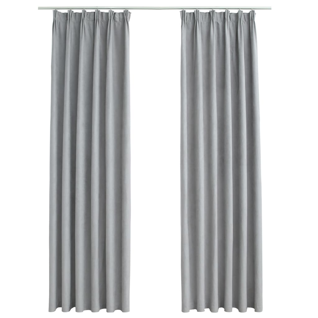 Gordijnen verduisterend met haken 2 st 140x175 cm grijs is nu te koop bij PeponiXL, paradijselijk wonen!