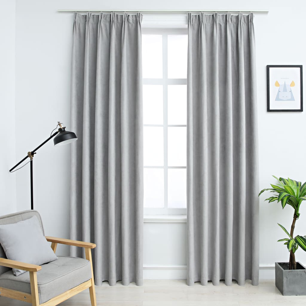 Gordijnen verduisterend met haken 2 st 140x175 cm grijs is nu te koop bij PeponiXL, paradijselijk wonen!