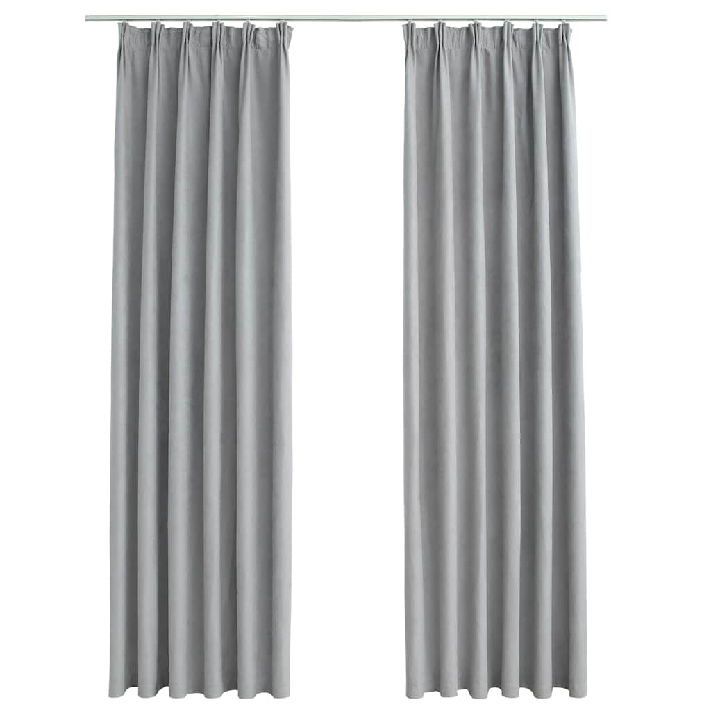 Gordijnen verduisterend met haken 2 st 140x225 cm grijs is nu te koop bij PeponiXL, paradijselijk wonen!