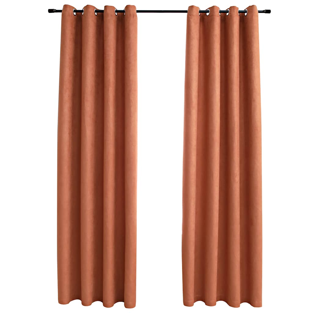 Gordijnen verduisterend met ringen 2 st 140x175 cm roestkleurig is nu te koop bij PeponiXL, paradijselijk wonen!