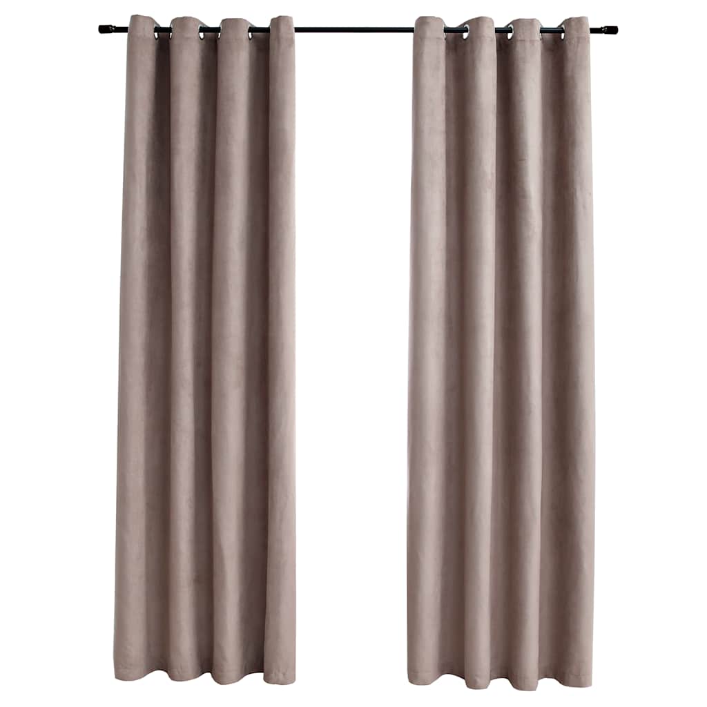 Gordijn verduisterend met metalen ringen 2 st 140x225 cm taupe is nu te koop bij PeponiXL, paradijselijk wonen!