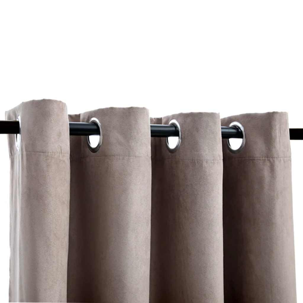 Gordijn verduisterend met metalen ringen 2 st 140x225 cm taupe is nu te koop bij PeponiXL, paradijselijk wonen!