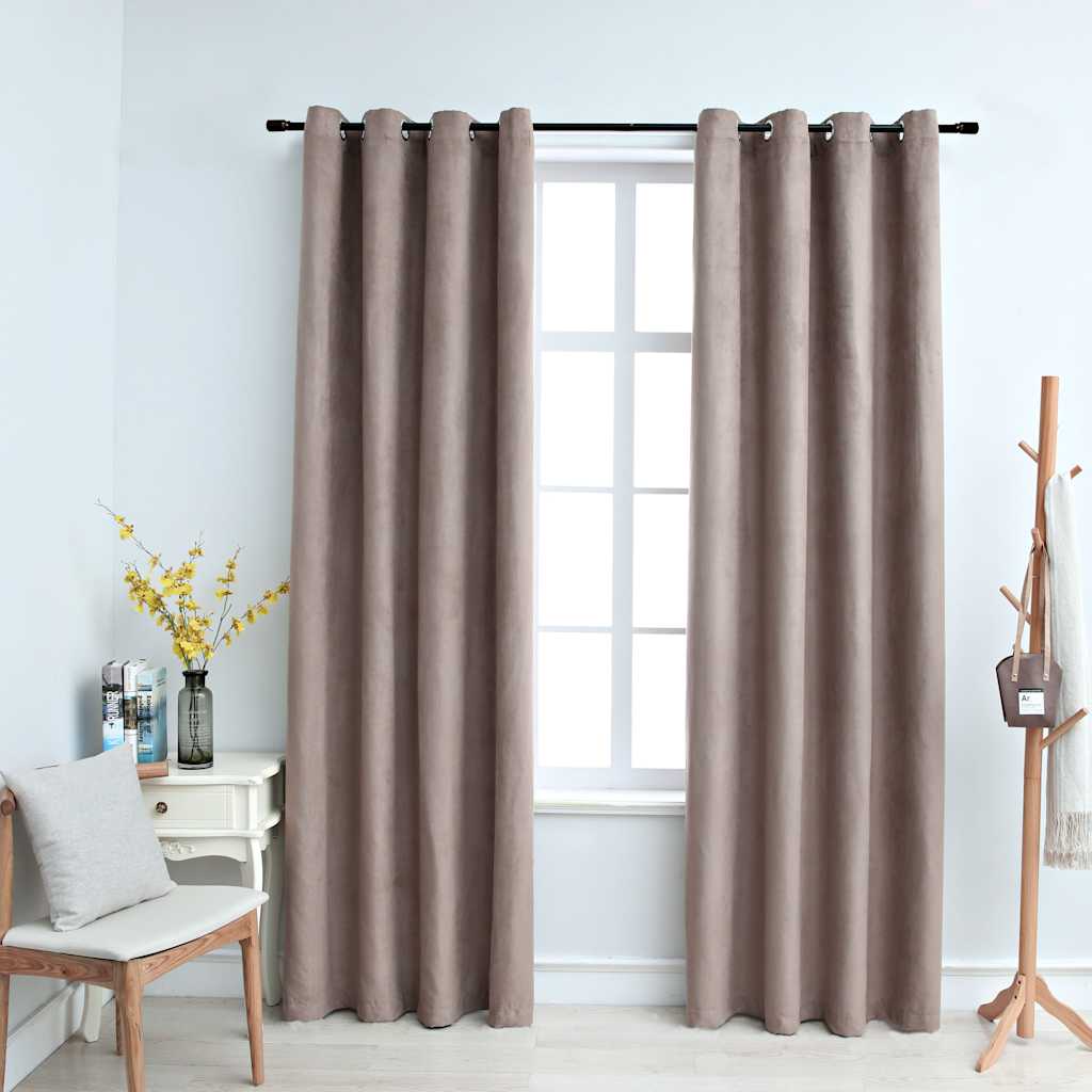Gordijn verduisterend met metalen ringen 2 st 140x245 cm taupe is nu te koop bij PeponiXL, paradijselijk wonen!