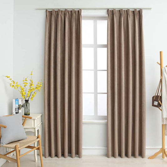 Gordijnen verduisterend met haken 2 st 140x225 cm taupe is nu te koop bij PeponiXL, paradijselijk wonen!