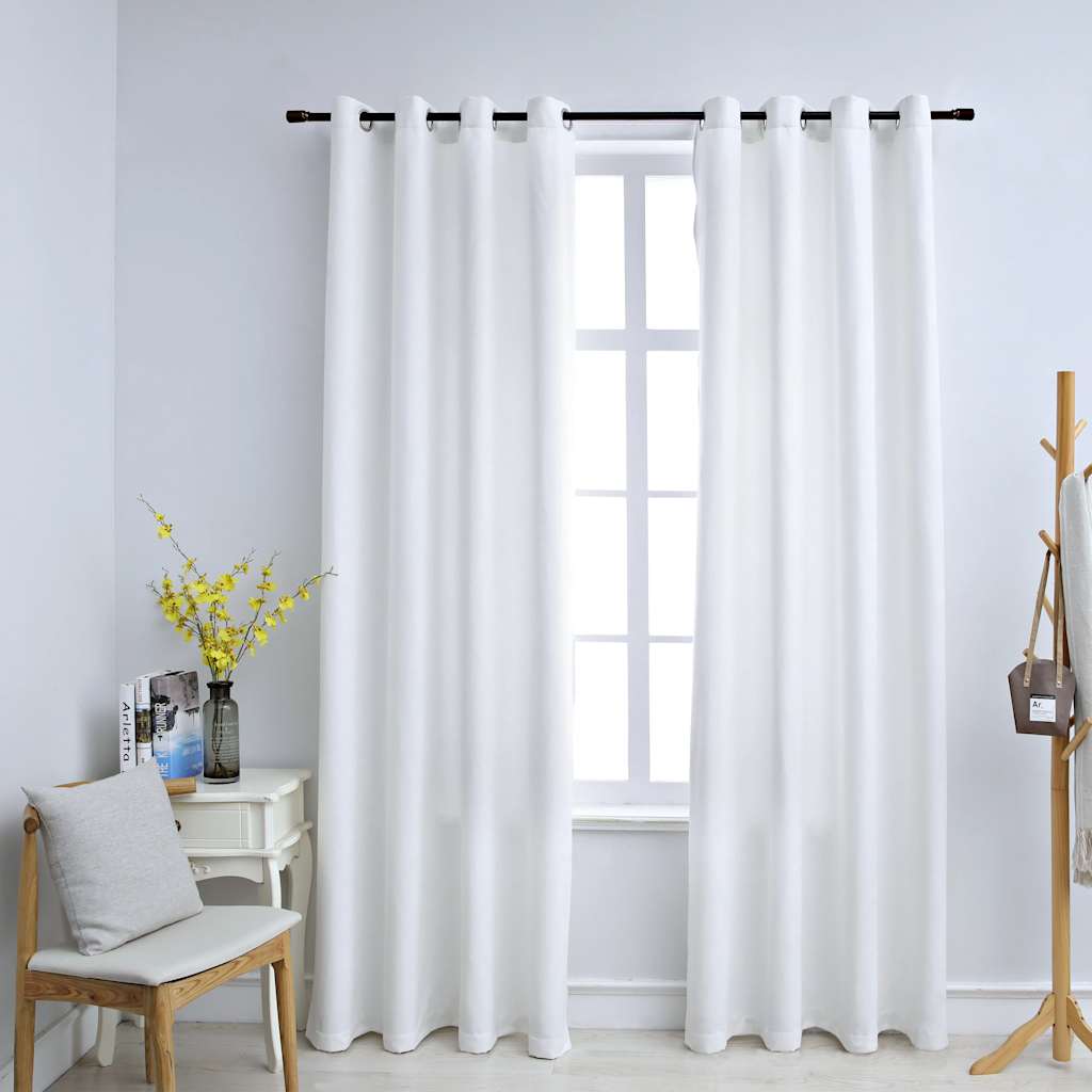 Gordijnen verduisterend met ringen 2 st 140x225 cm gebroken wit is nu te koop bij PeponiXL, paradijselijk wonen!