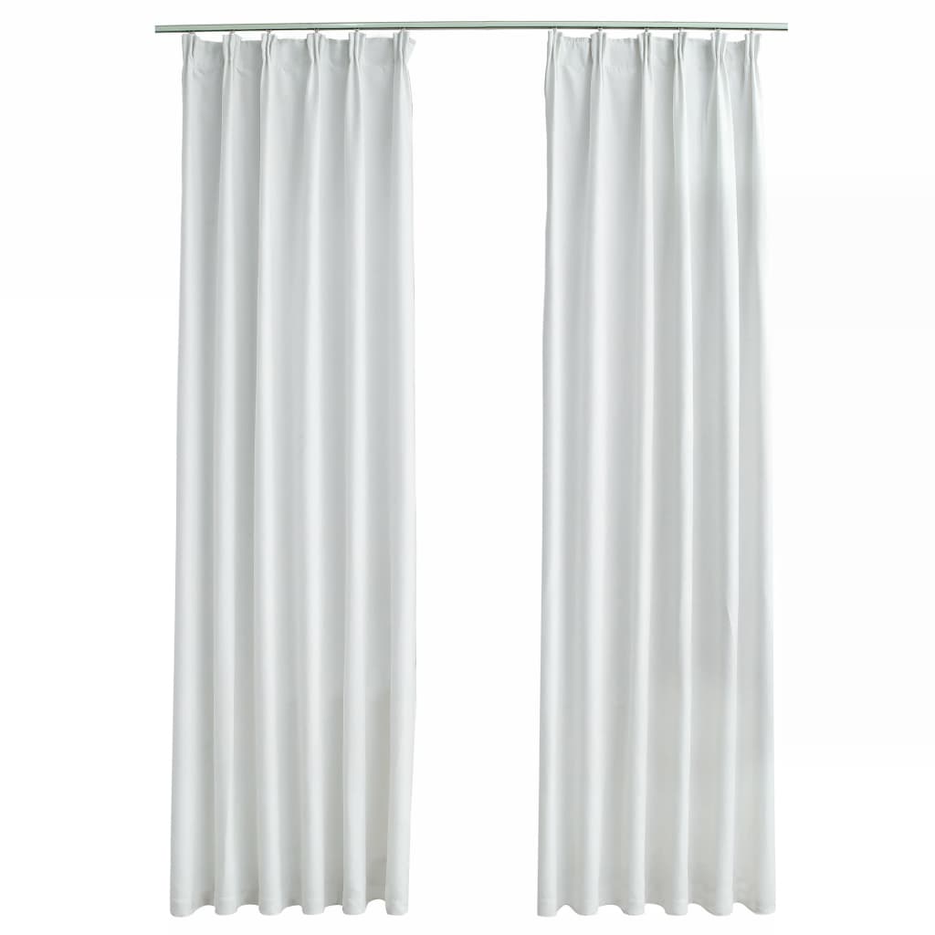 Gordijnen verduisterend met haken 2 st 140x175 cm gebroken wit is nu te koop bij PeponiXL, paradijselijk wonen!