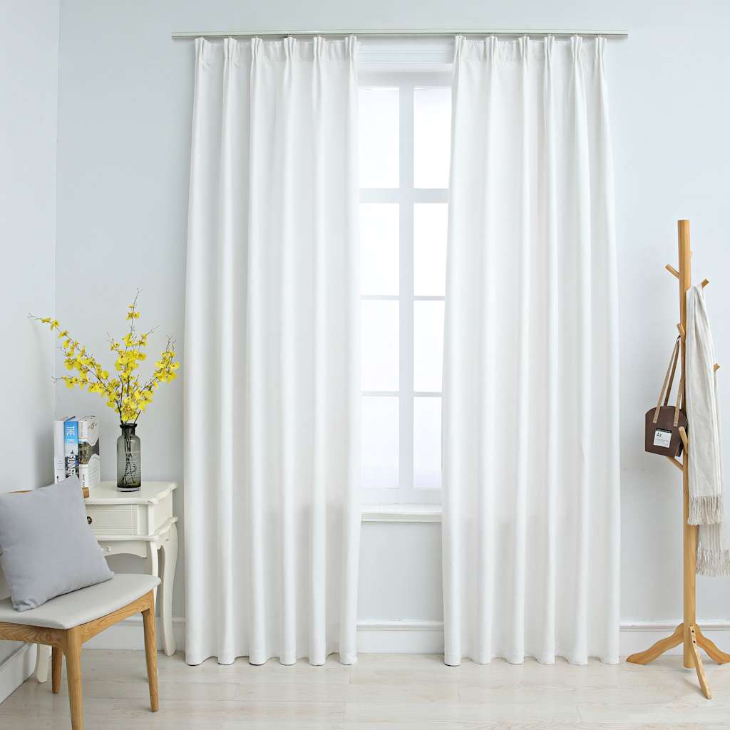 Gordijnen verduisterend met haken 2 st 140x225 cm gebroken wit is nu te koop bij PeponiXL, paradijselijk wonen!