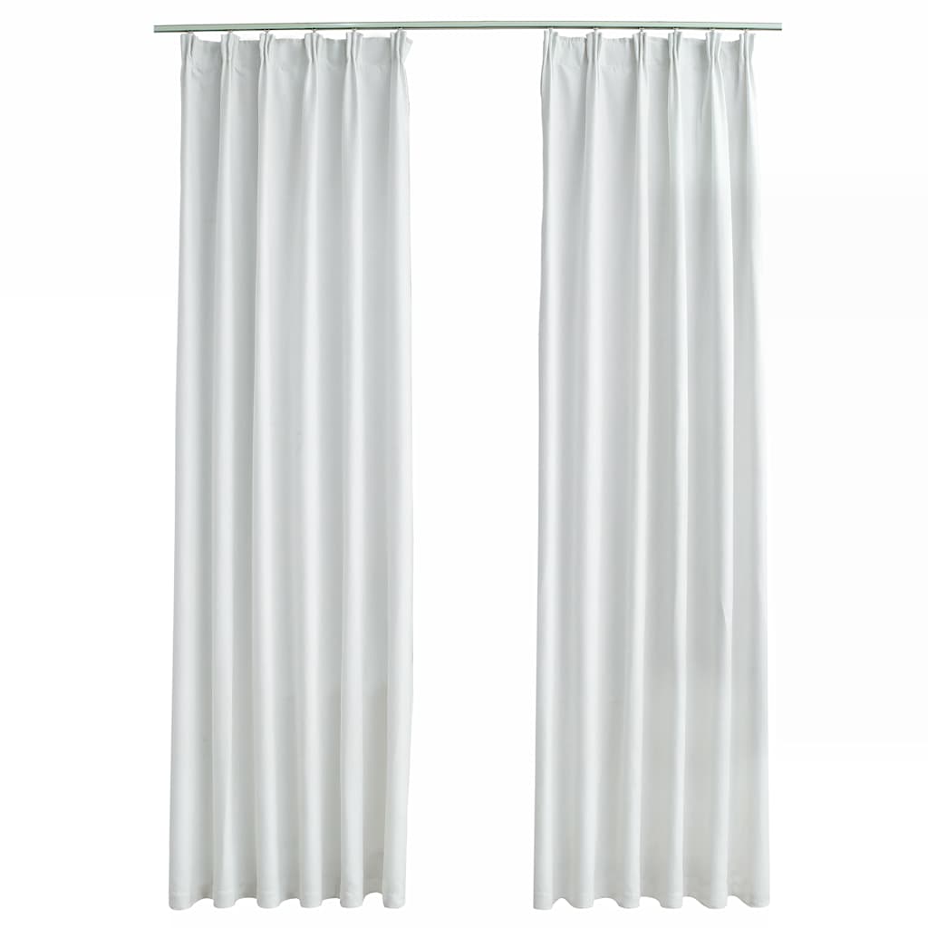 Gordijnen verduisterend met haken 2 st 140x245 cm gebroken wit is nu te koop bij PeponiXL, paradijselijk wonen!