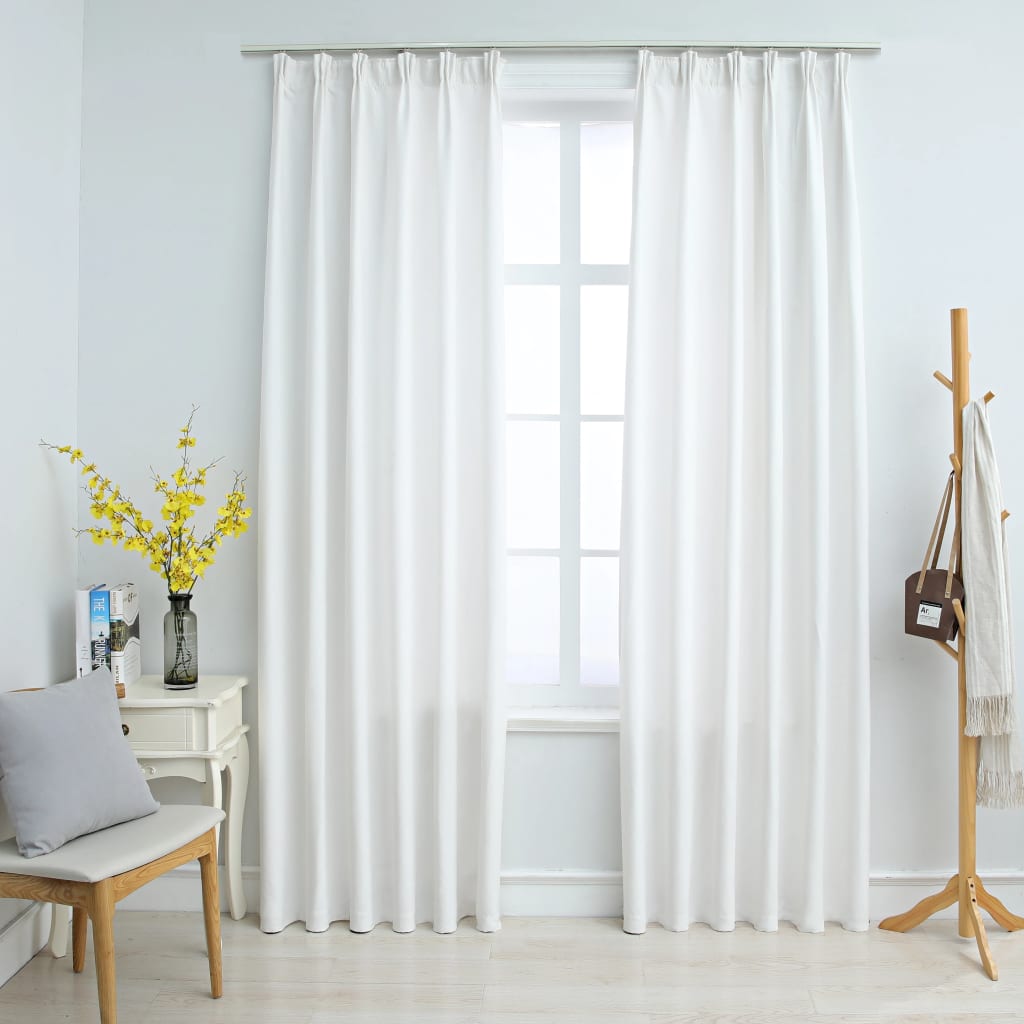 Gordijnen verduisterend met haken 2 st 140x245 cm gebroken wit is nu te koop bij PeponiXL, paradijselijk wonen!