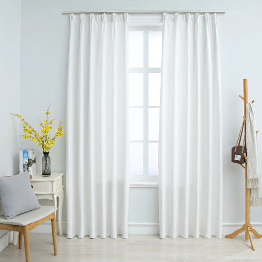 Gordijnen verduisterend met haken 2 st 140x245 cm gebroken wit is nu te koop bij PeponiXL, paradijselijk wonen!