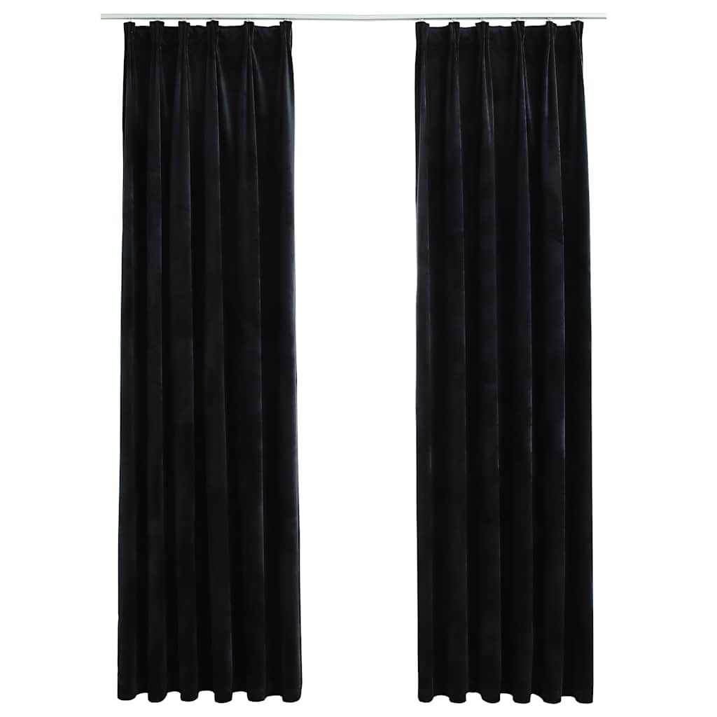 Gordijnen verduisterend 2 st met haken 140x175 cm fluweel zwart is nu te koop bij PeponiXL, paradijselijk wonen!