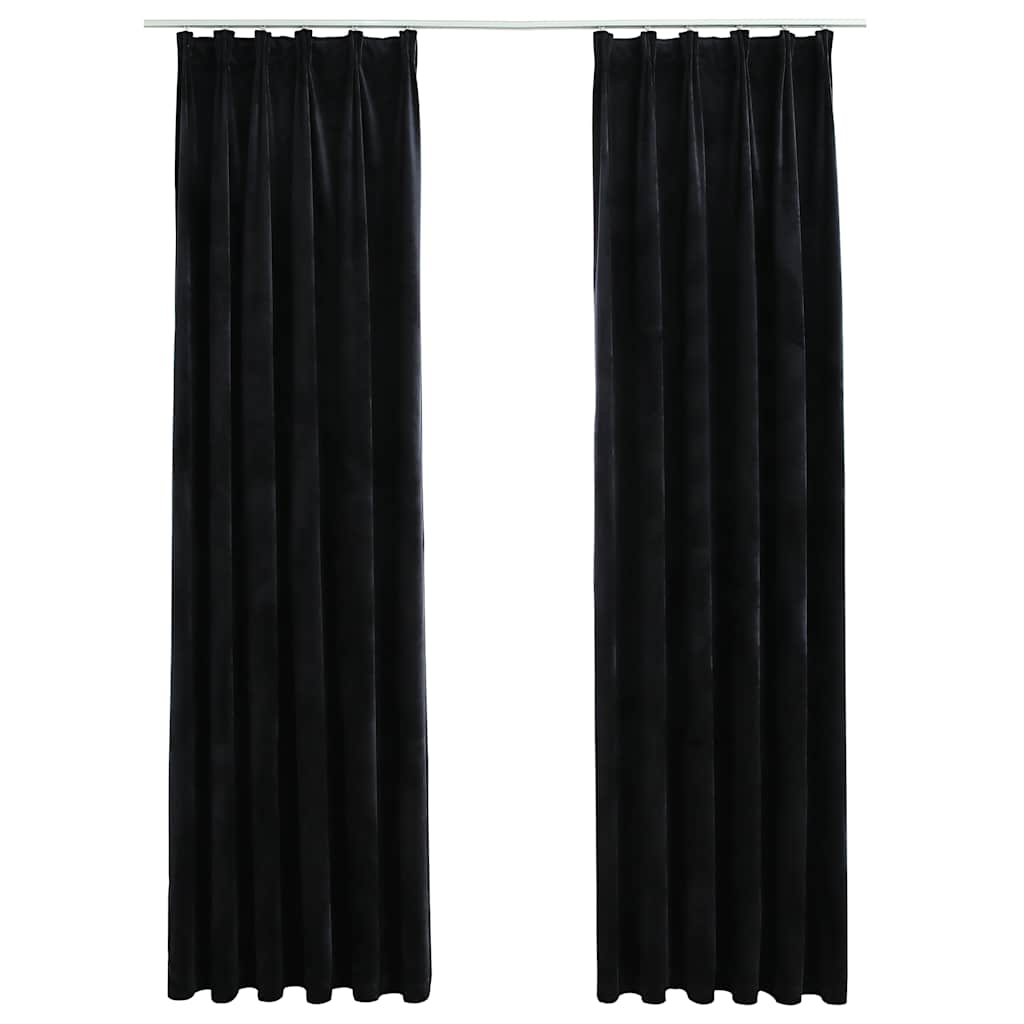 Gordijnen verduisterend 2 st met haken 140x225 cm fluweel zwart is nu te koop bij PeponiXL, paradijselijk wonen!