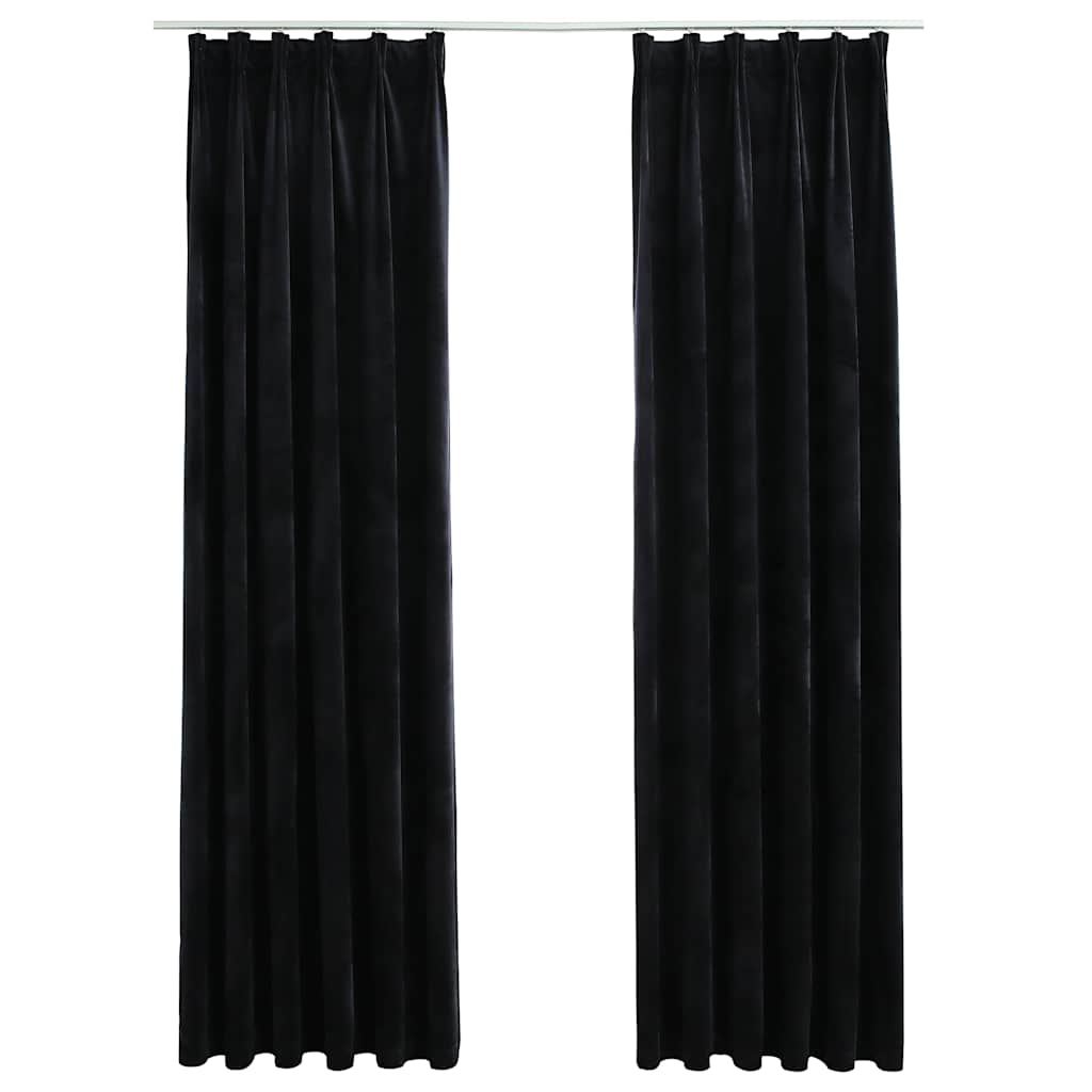 Gordijnen verduisterend 2 st met haken 140x245 cm fluweel zwart is nu te koop bij PeponiXL, paradijselijk wonen!