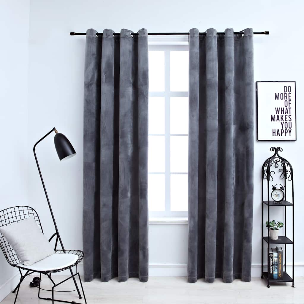 Gordijn verduisterend met ringen 2 st 140x225 cm fluweel grijs is nu te koop bij PeponiXL, paradijselijk wonen!