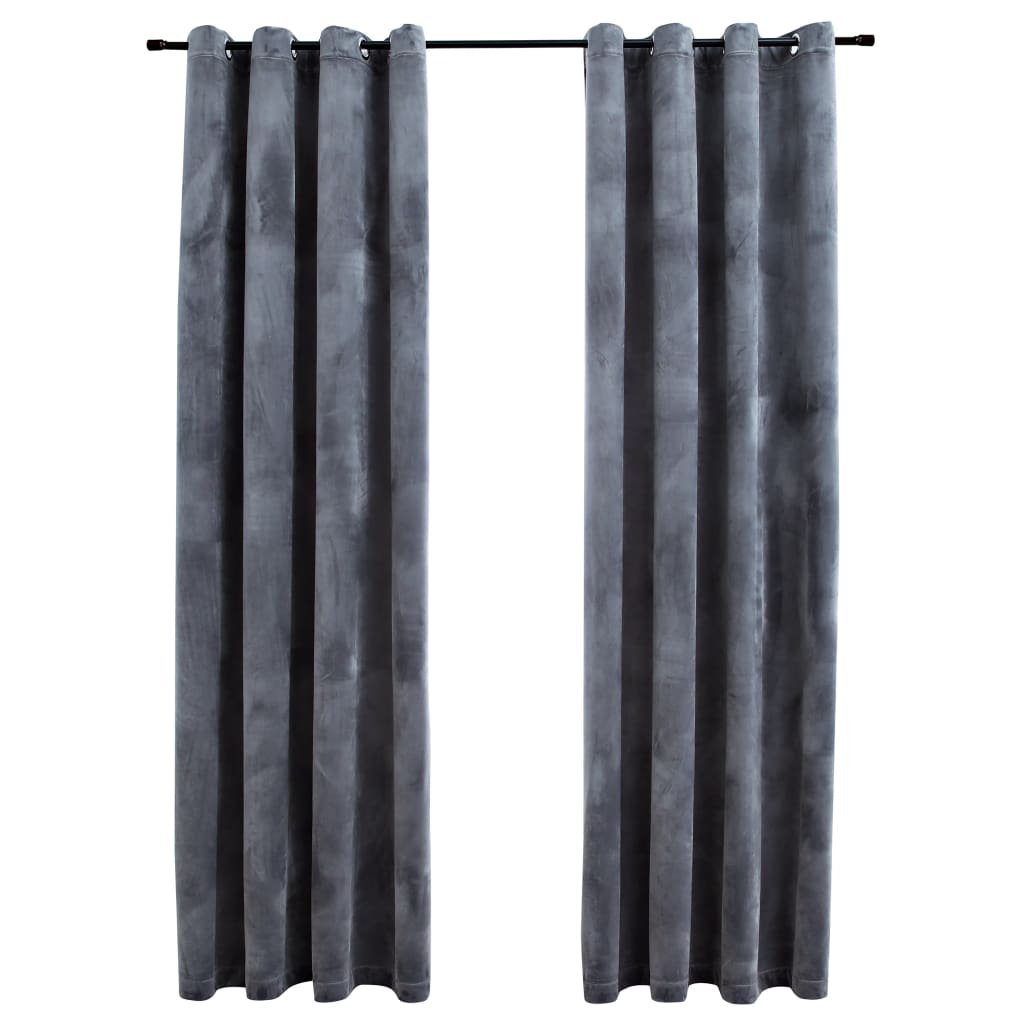 Gordijn verduisterend met ringen 2 st 140x245 cm fluweel zwart is nu te koop bij PeponiXL, paradijselijk wonen!