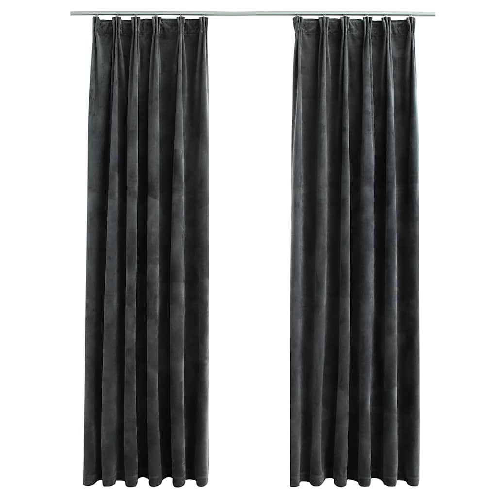 Gordijnen verduisterend 2 st met haken 140x245 cm fluweel antraciet is nu te koop bij PeponiXL, paradijselijk wonen!