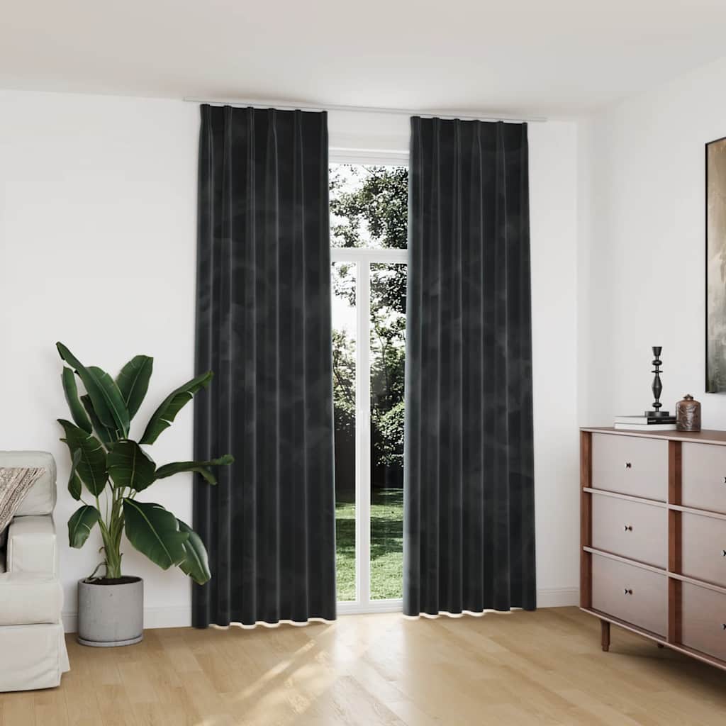 Gordijnen verduisterend 2 st met haken 140x245 cm fluweel antraciet is nu te koop bij PeponiXL, paradijselijk wonen!