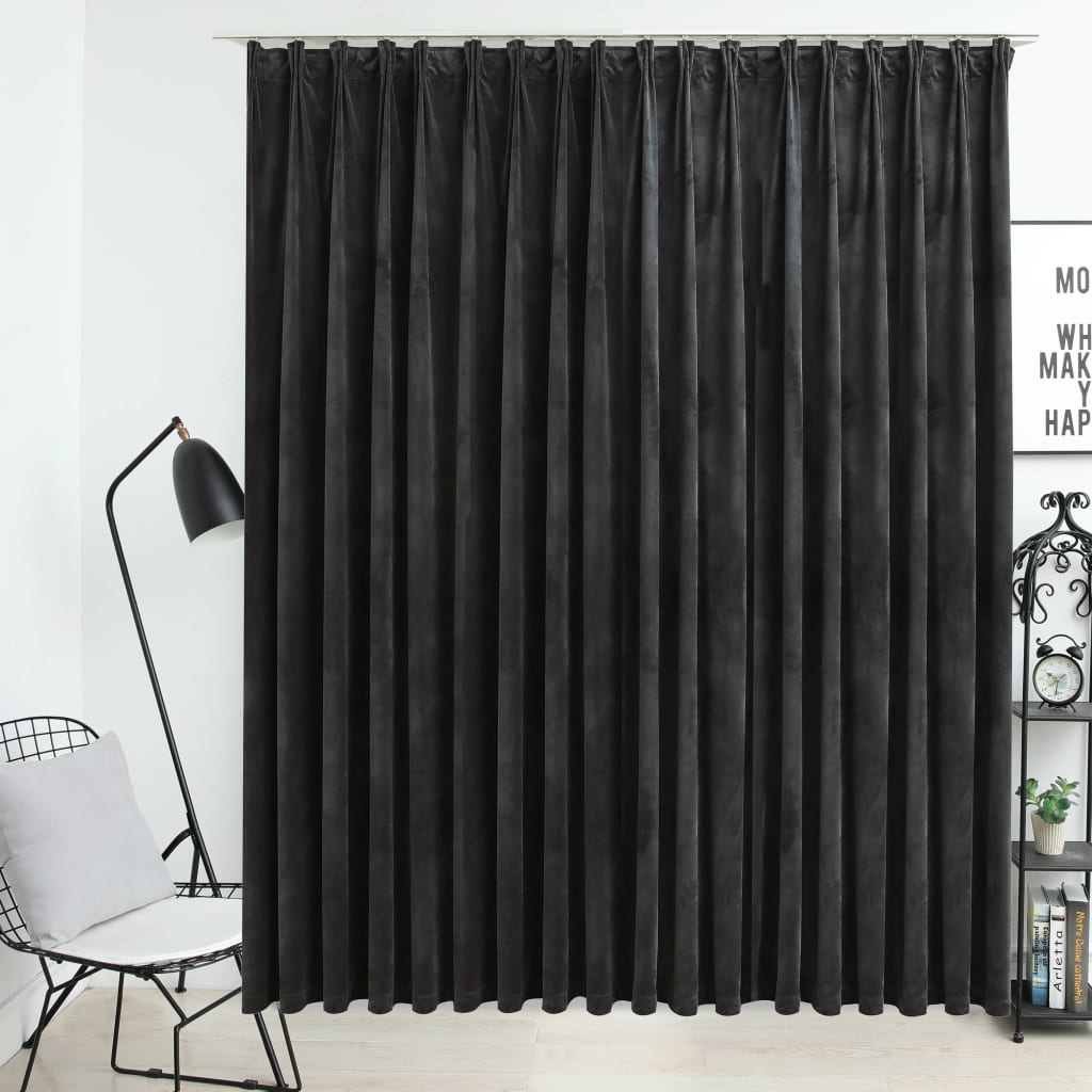 Gordijn verduisterend met haken 290x245 cm fluweel antraciet is nu te koop bij PeponiXL, paradijselijk wonen!