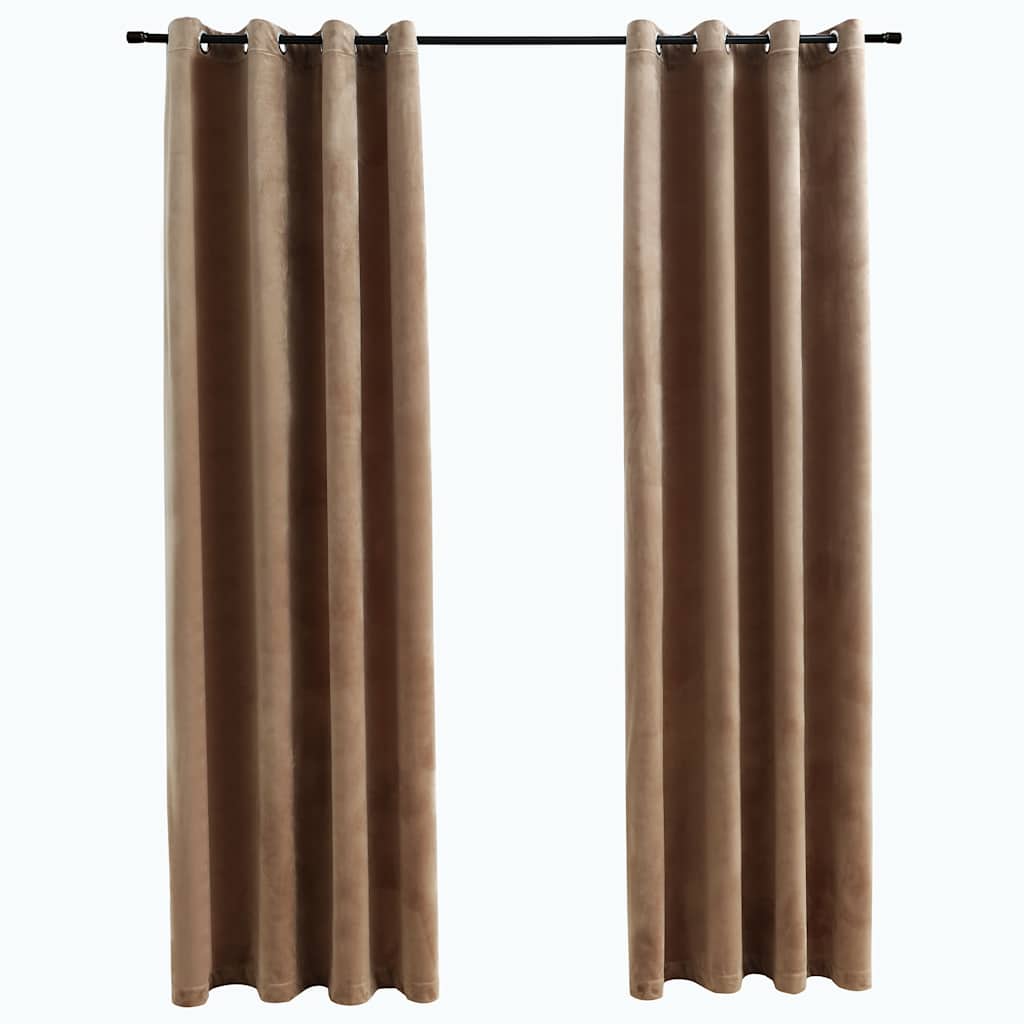 Gordijn verduisterend met ringen 2 st 140x225 cm fluweel beige is nu te koop bij PeponiXL, paradijselijk wonen!