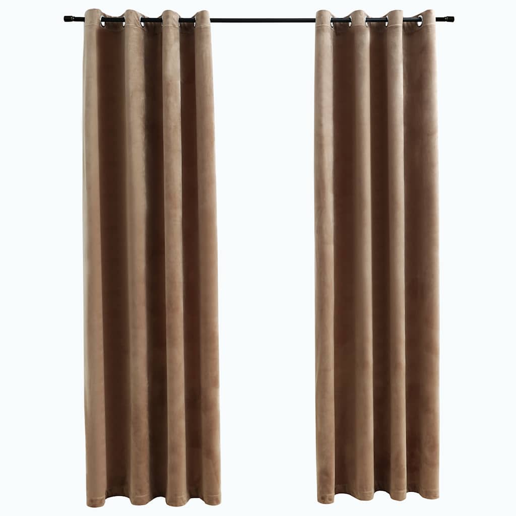 Gordijn verduisterend met ringen 2 st 140x245 cm fluweel beige is nu te koop bij PeponiXL, paradijselijk wonen!