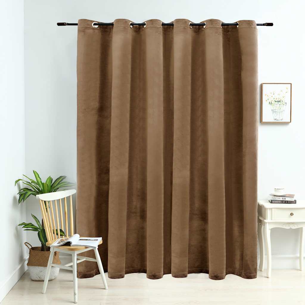 Gordijn verduisterend met ringen 290x245 cm fluweel beige is nu te koop bij PeponiXL, paradijselijk wonen!