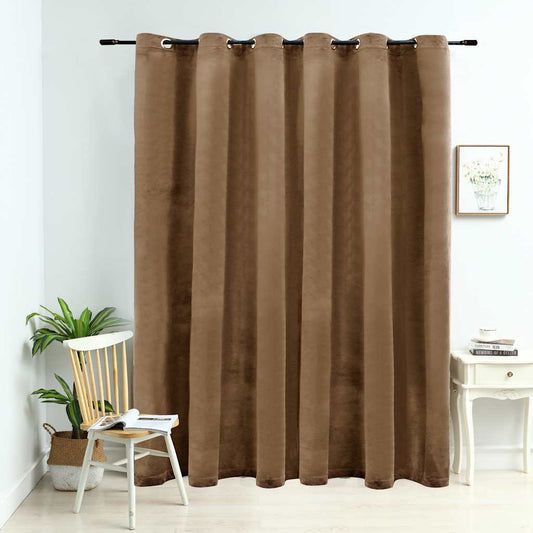 Gordijn verduisterend met ringen 290x245 cm fluweel beige is nu te koop bij PeponiXL, paradijselijk wonen!