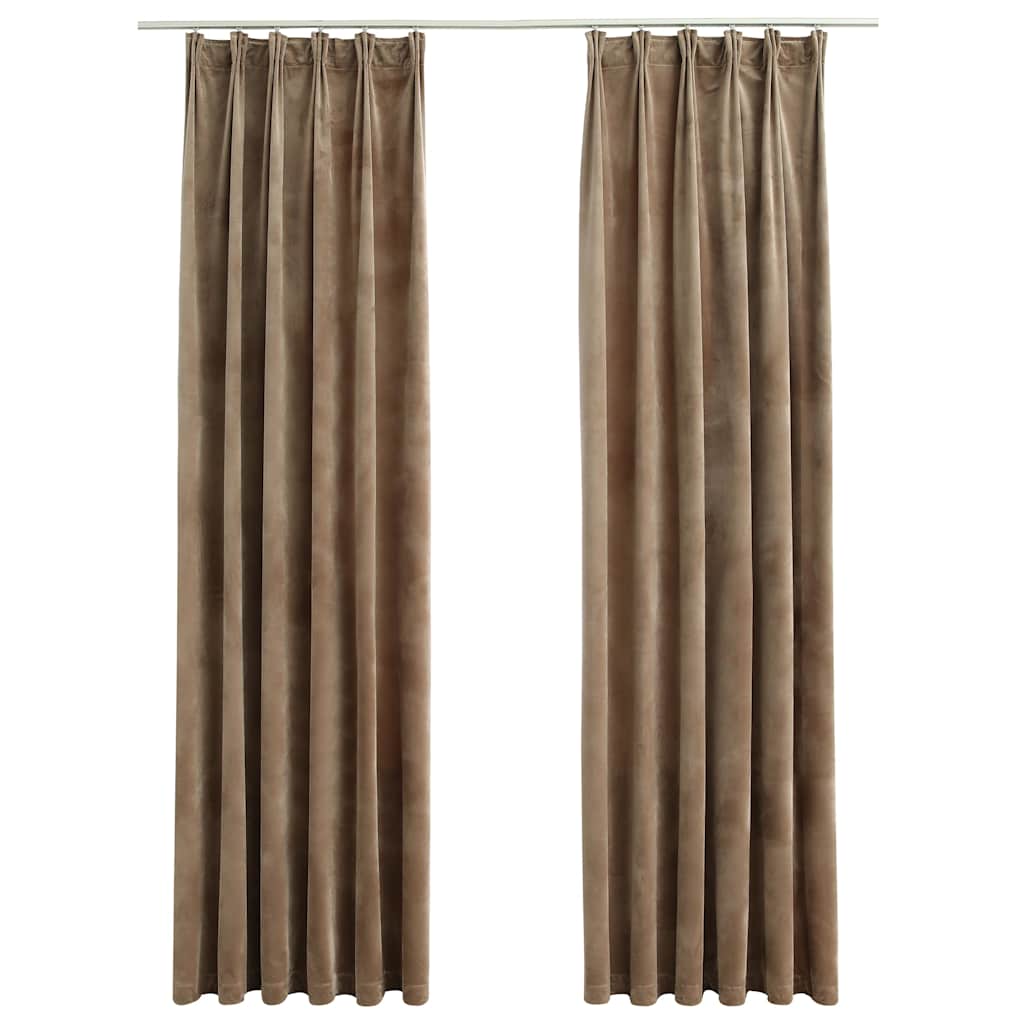 Gordijnen verduisterend 2 st met haken 140x175 cm fluweel beige is nu te koop bij PeponiXL, paradijselijk wonen!