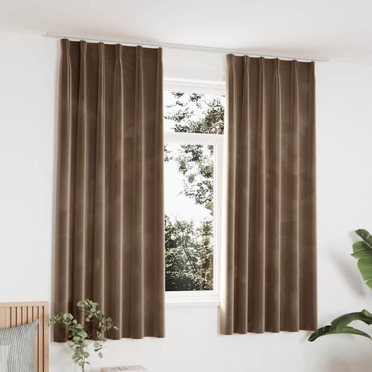 Gordijnen verduisterend 2 st met haken 140x175 cm fluweel beige is nu te koop bij PeponiXL, paradijselijk wonen!