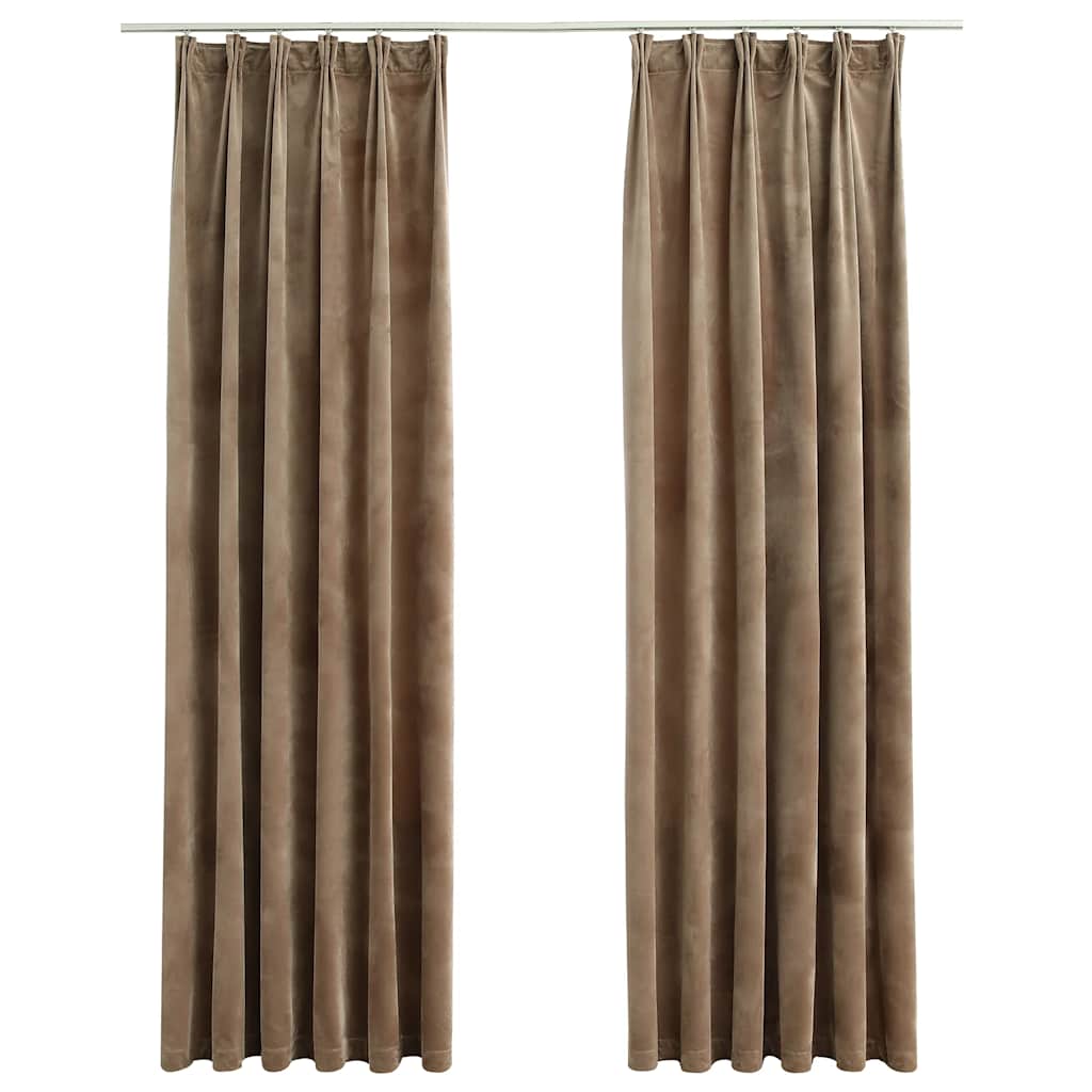 Gordijnen verduisterend 2 st met haken 140x225 cm fluweel beige is nu te koop bij PeponiXL, paradijselijk wonen!