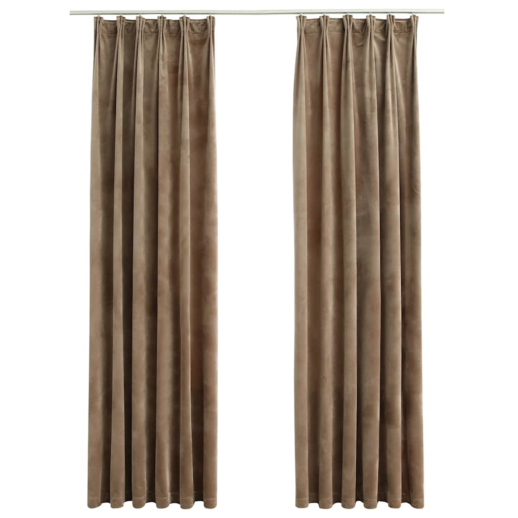 Gordijnen verduisterend 2 st met haken 140x245 cm fluweel beige is nu te koop bij PeponiXL, paradijselijk wonen!