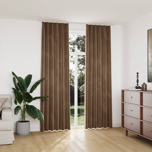 Gordijnen verduisterend 2 st met haken 140x245 cm fluweel beige is nu te koop bij PeponiXL, paradijselijk wonen!