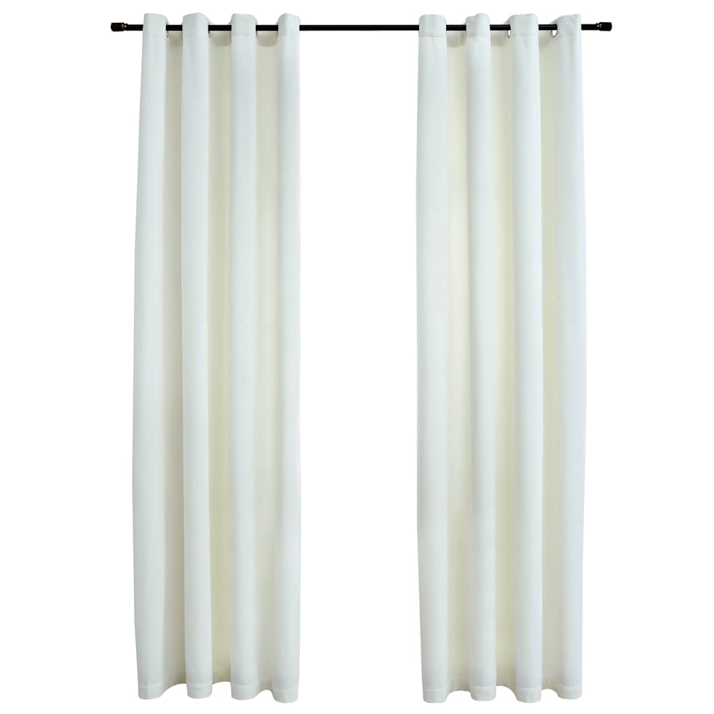 Gordijn verduisterend met ringen 2 st 140x175 cm fluweel crème is nu te koop bij PeponiXL, paradijselijk wonen!
