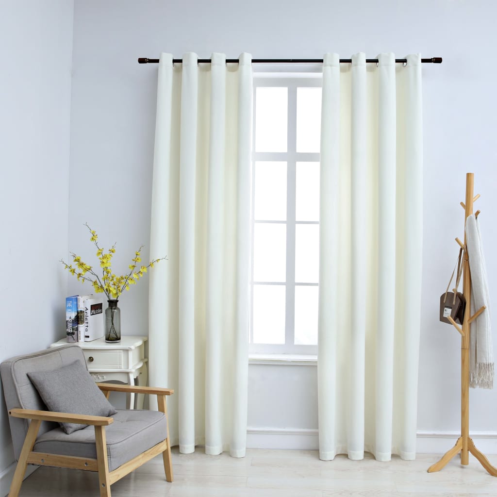 Gordijn verduisterend met ringen 2 st 140x175 cm fluweel crème is nu te koop bij PeponiXL, paradijselijk wonen!