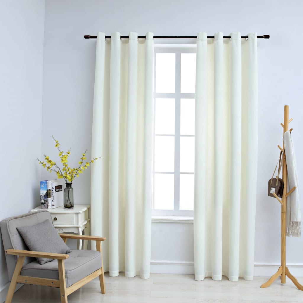 Gordijn verduisterend met ringen 2 st 140x225 cm fluweel crème is nu te koop bij PeponiXL, paradijselijk wonen!