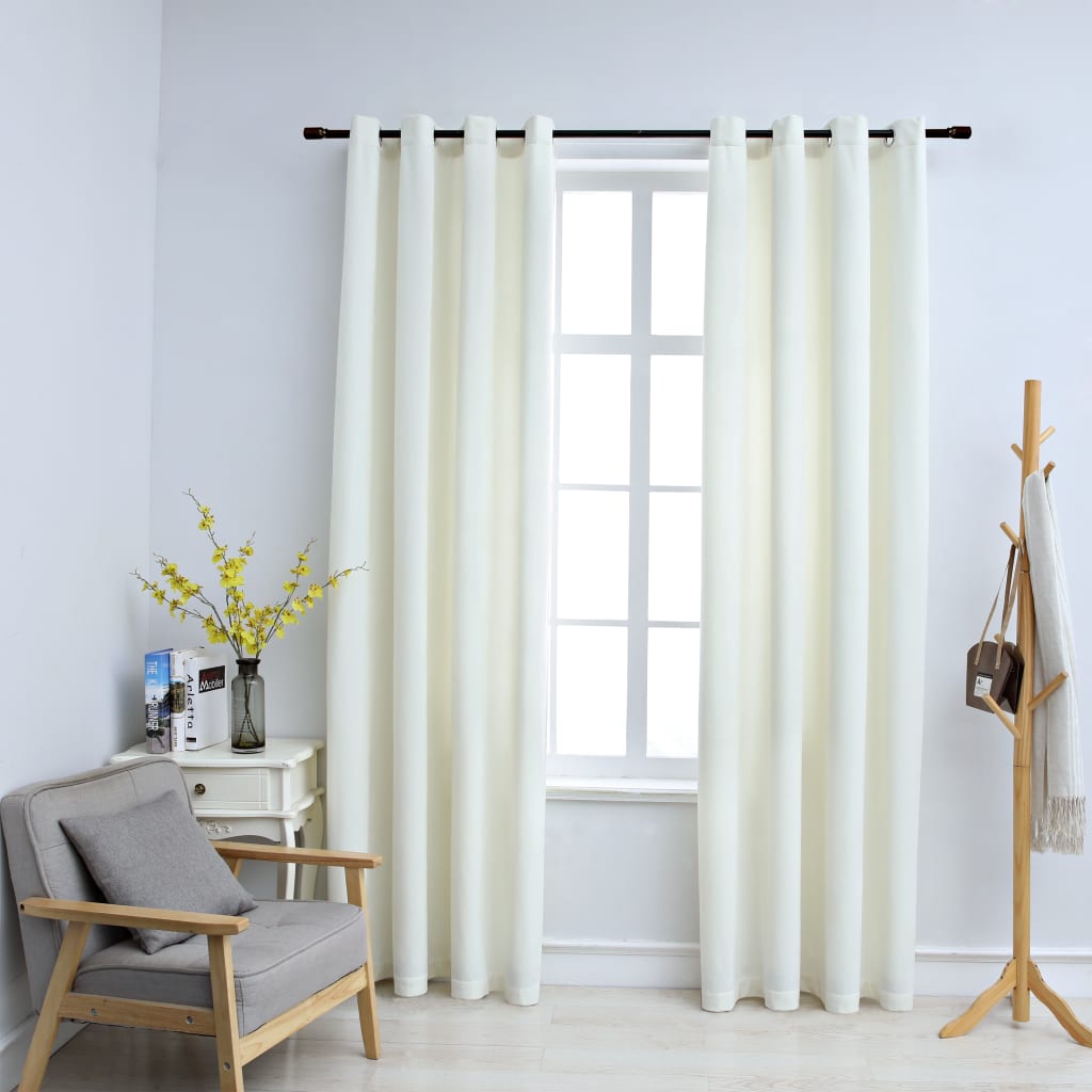 Gordijn verduisterend met ringen 2 st 140x245 cm fluweel crème is nu te koop bij PeponiXL, paradijselijk wonen!