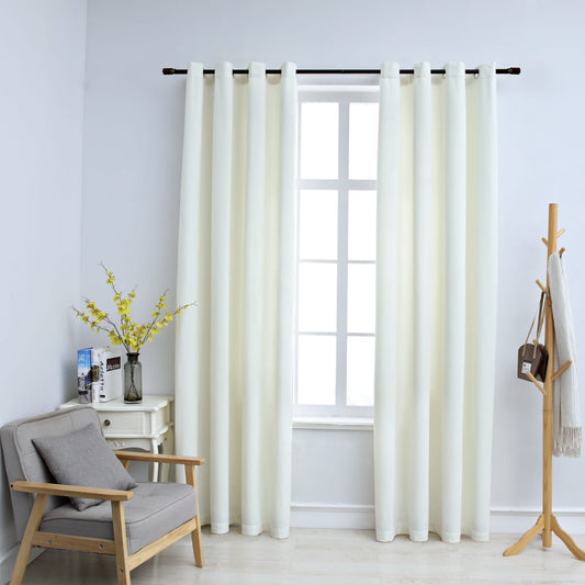 Gordijn verduisterend met ringen 2 st 140x245 cm fluweel crème is nu te koop bij PeponiXL, paradijselijk wonen!